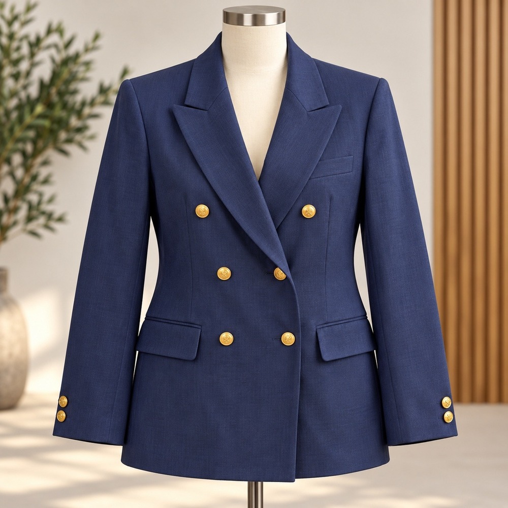 Pierre Cardin Blazer Mens Large Navy Blue Double Breasted Gold Button Boutique